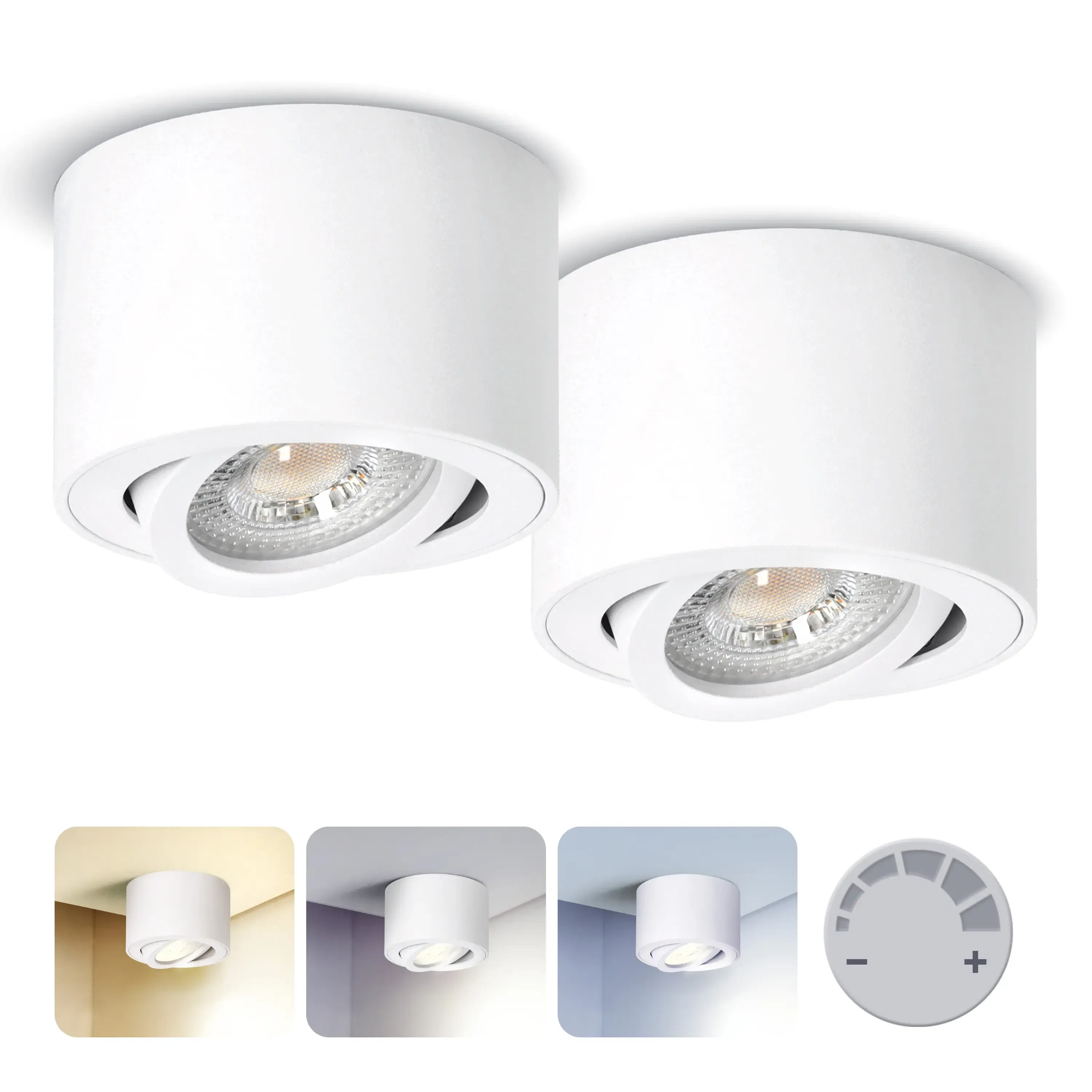 ENVILAR Utanpåliggande strålkastare | 2-pack | 3CCT | 400lm | 5W | HAMBURG | Vit