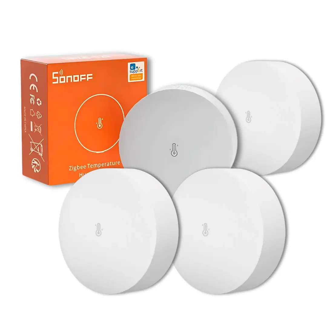 Sonoff Zigbee Temp.- & Vochtigheidssensor | 4-Pack | Zigbee 3.0 | SNZB-02P