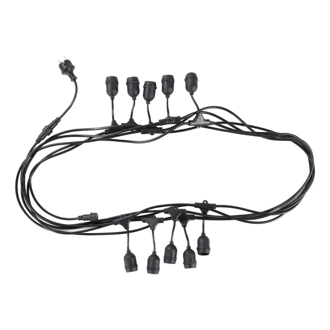 Lichterkette Outdoor | 10m | IP44 | 10 E27-Fassungen (ohne Glühbirnen)