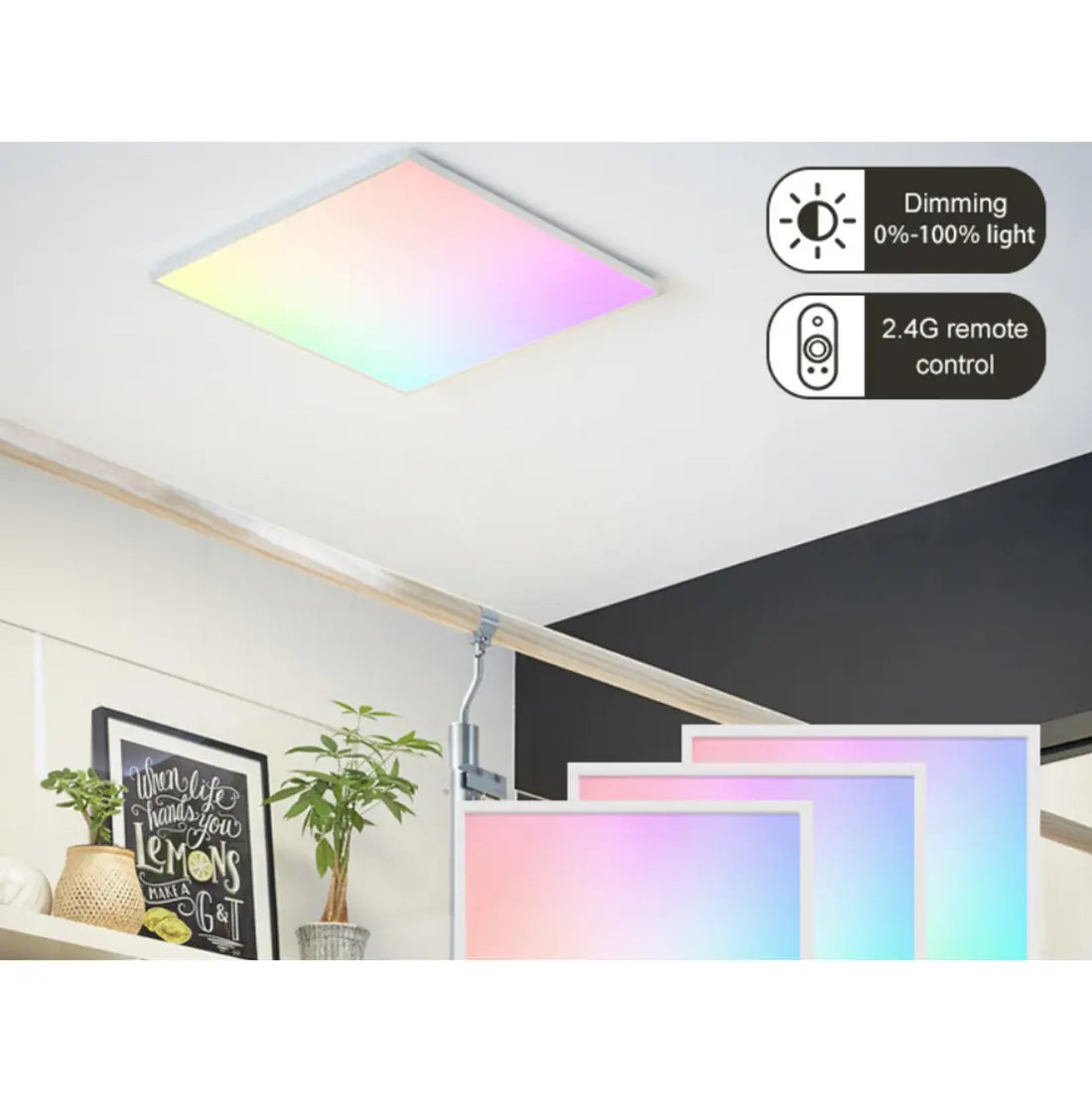 LED Panel 60x60 | 2-Pak | RGB+CCT | 2500lm | 36W | TrueColor | Inkl. Troldtektramme | Hvid LED Panel 60x60 | 2-Pak | RGB+CCT | 2500lm | 36W | TrueColor | Inkl. Troldtektramme | Hvid