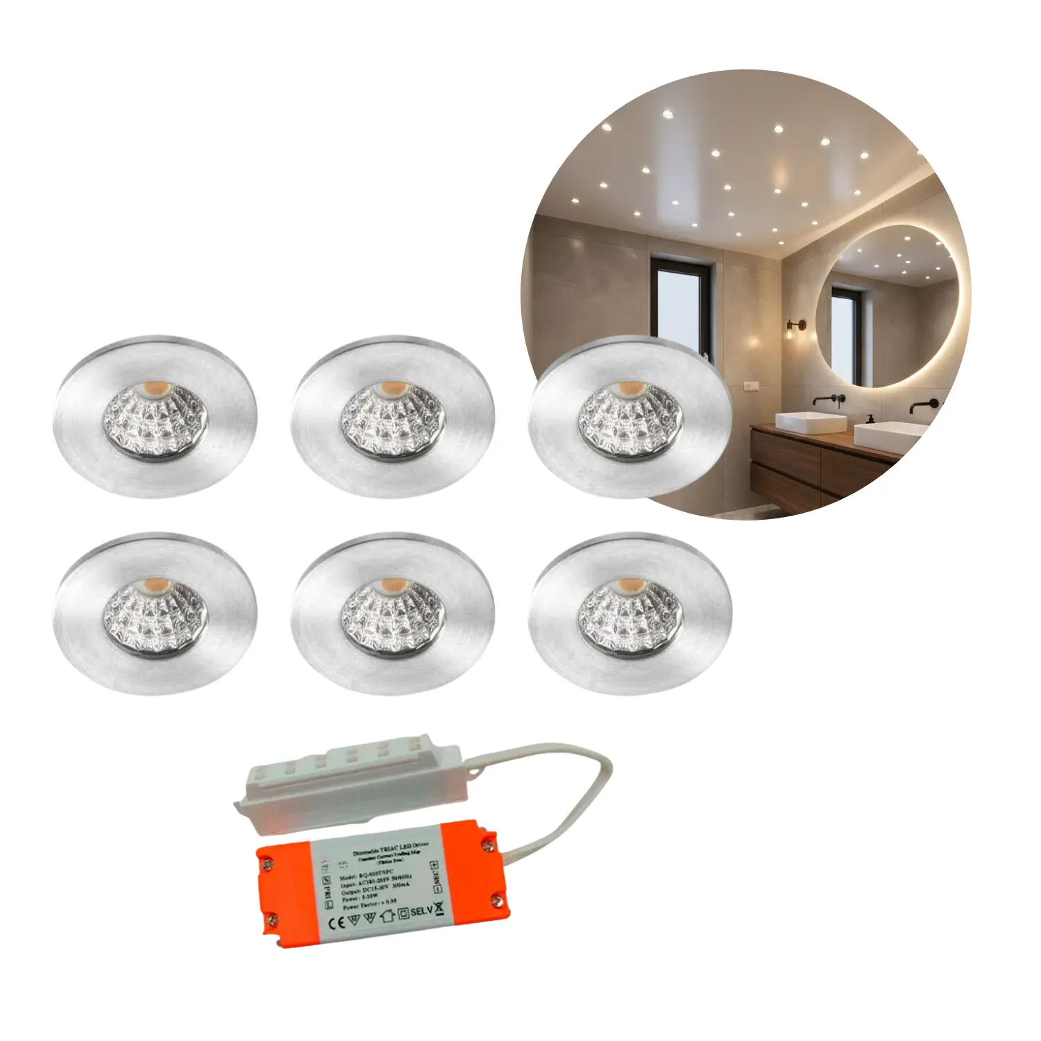 Mini Spot | 6-Pak | Starry Sky LED | 3000K | 240lm | 3W | Incl. accessoires | MITO MINI | Geborsteld staal