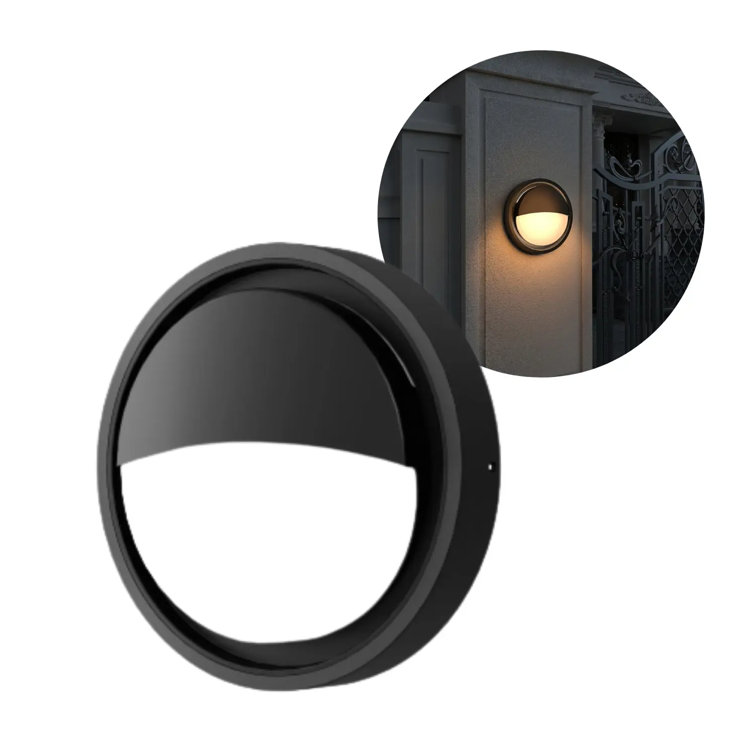 Vägglampa för utomhusbruk | 3000K | 2400lm | 24W | IP65 | Svart