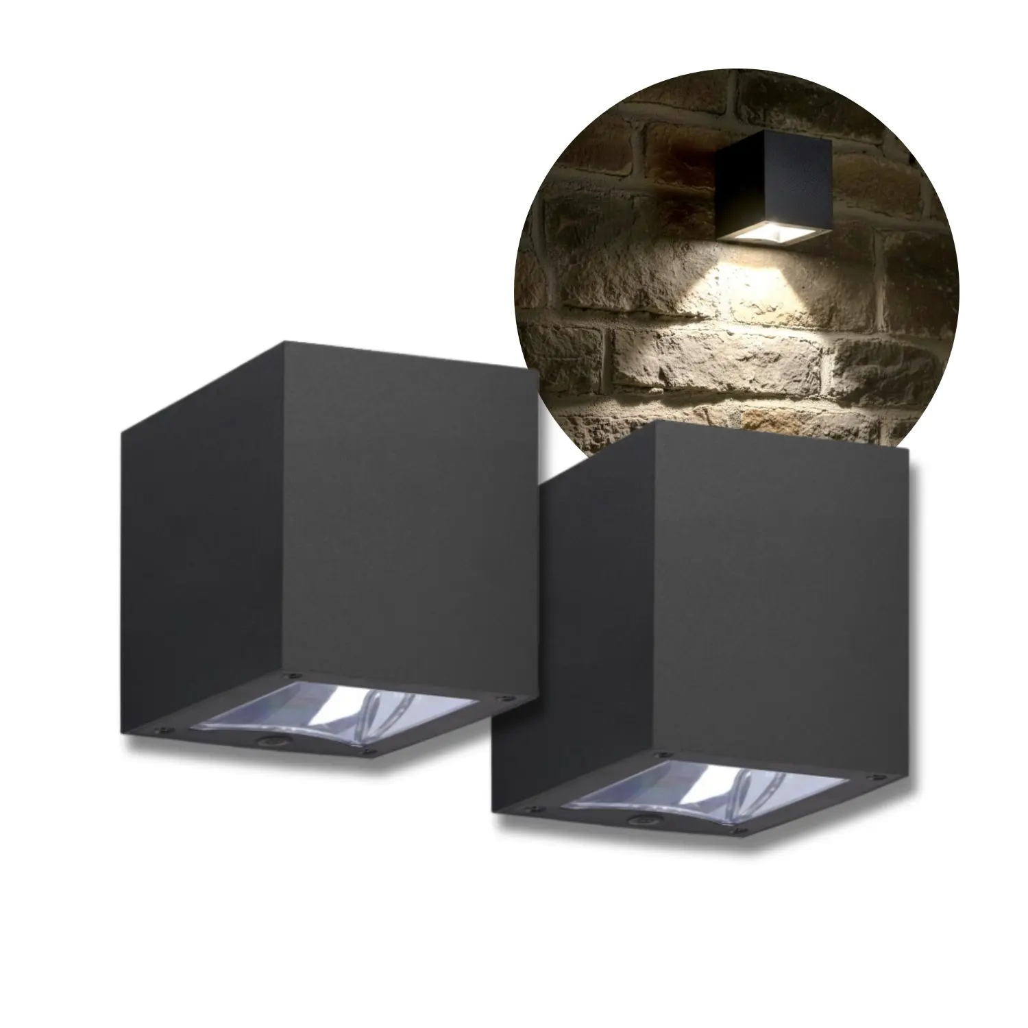 Kube Solar Wandleuchte | 2-Pack | 2CCT | 28lm | 800mAh Batterie | QUERK | Schwarz