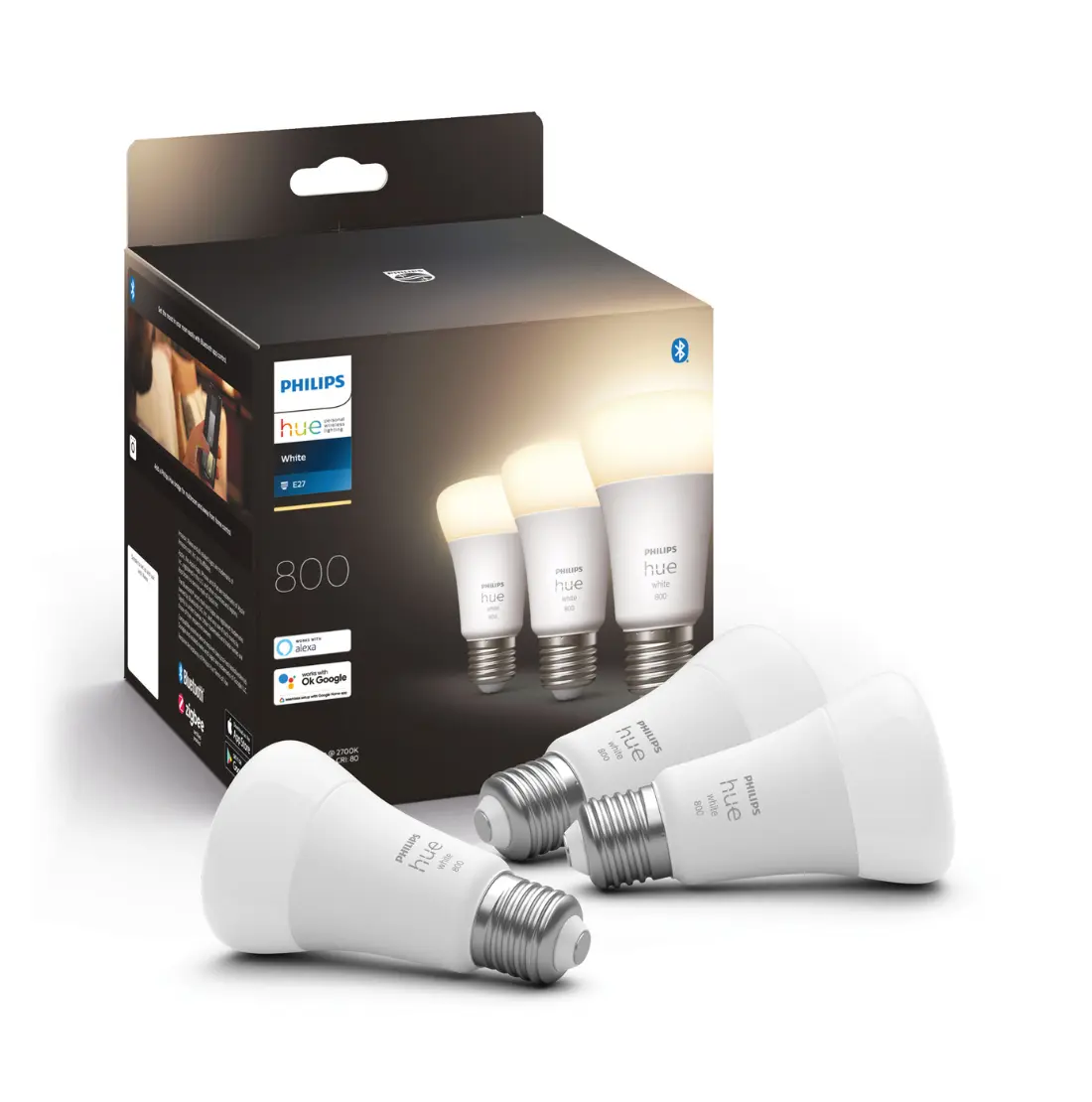 Philips Hue E27 3-pak White 2700k 806lm 9w