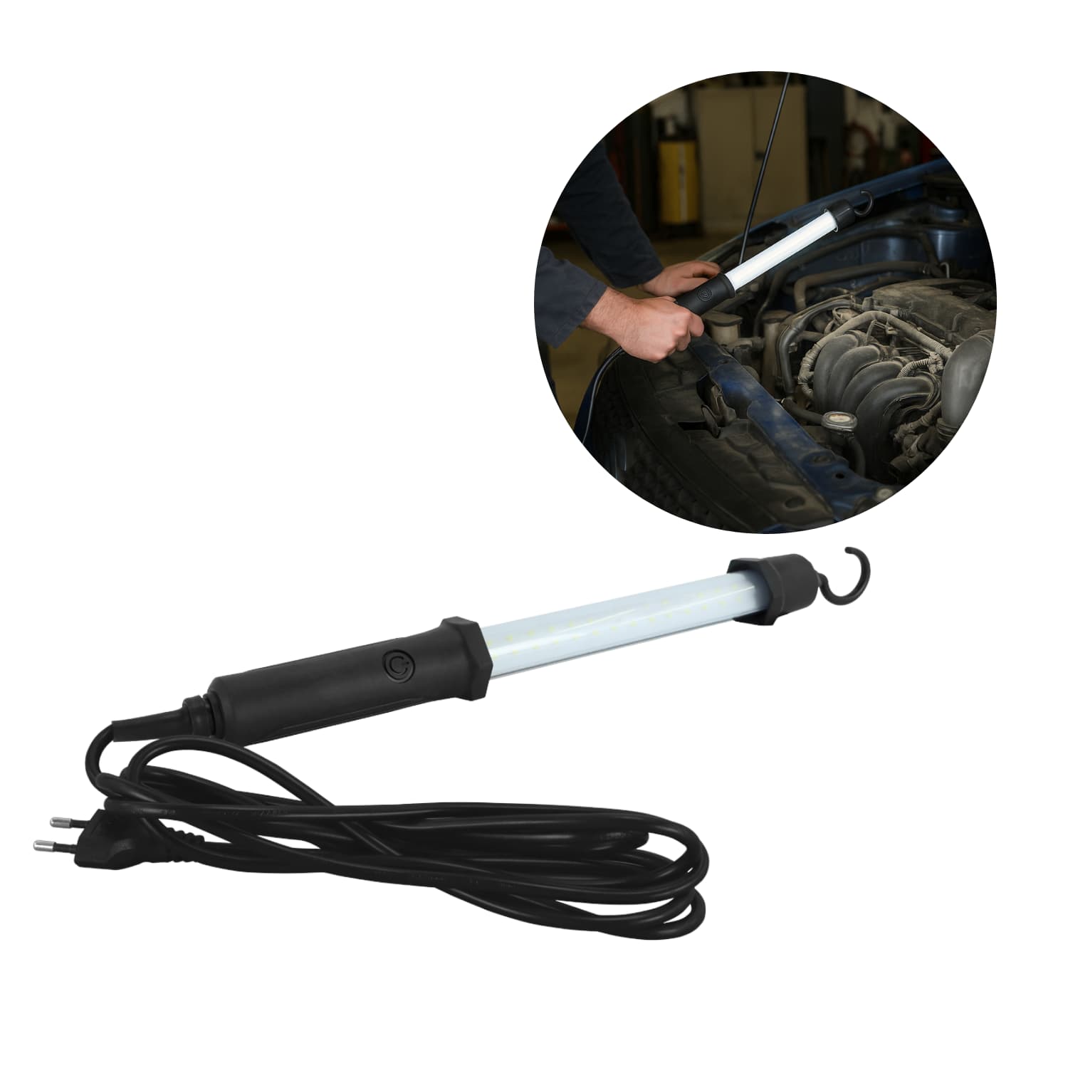 LED-arbetslampa med krok | 230V | 6500K | 870lm | 8W | WADER