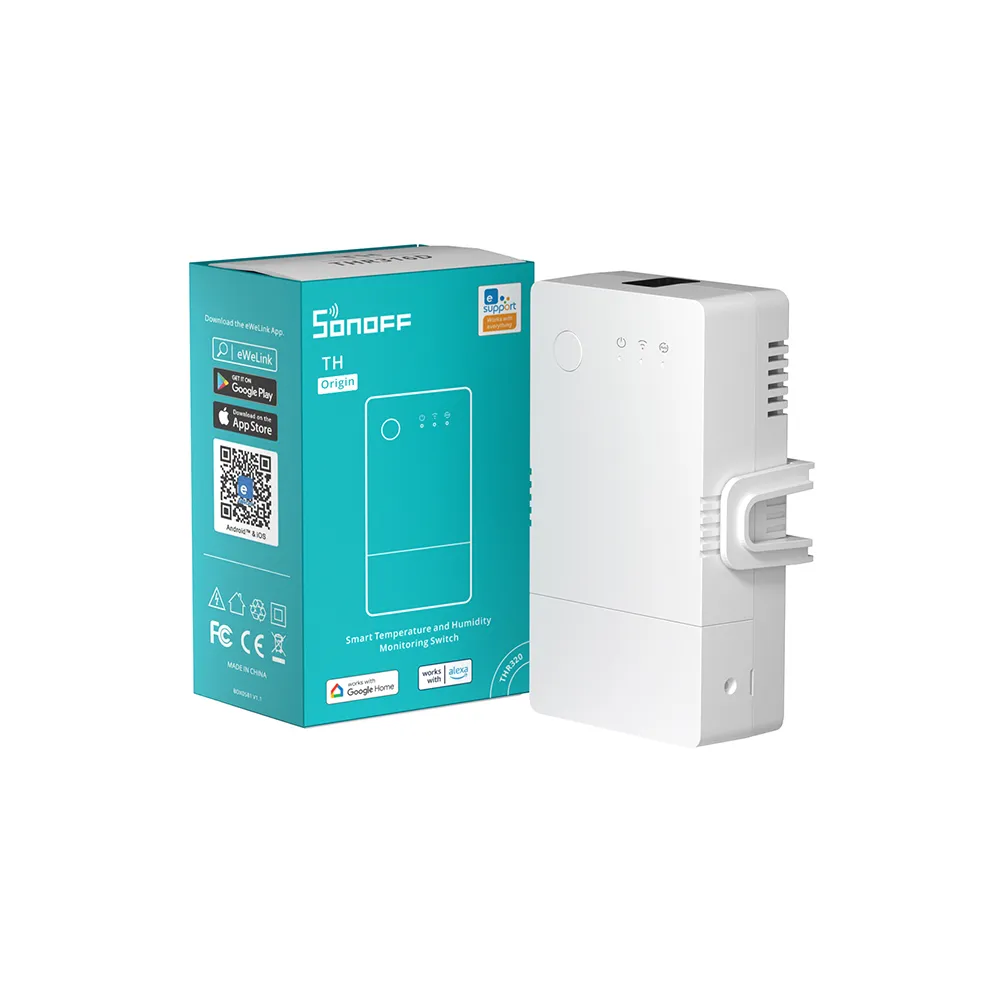 Sonoff THR320 | TH Origin | Smart temperatur och luftfuktighet WiFi Switch | Max. 20A