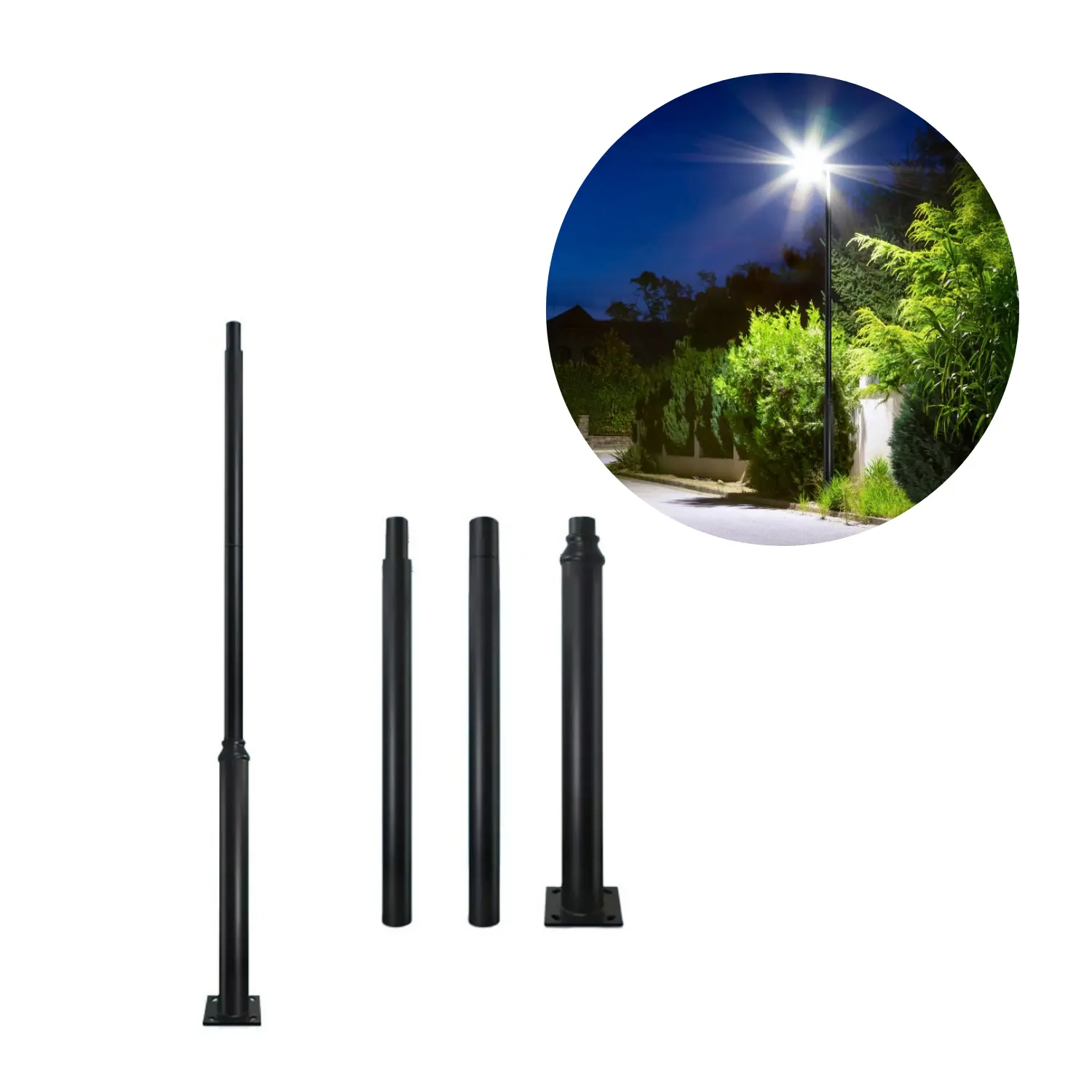 Mast für Straßenleuchte | Laternenmast | 3 m | Ø60 mm | BASE SV | Schwarz