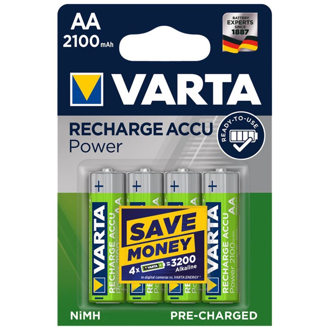 Se Varta Recharge Charge Accu Power Aa 2100mah 4 Pack (b) - Batteri hos PlusLED.dk