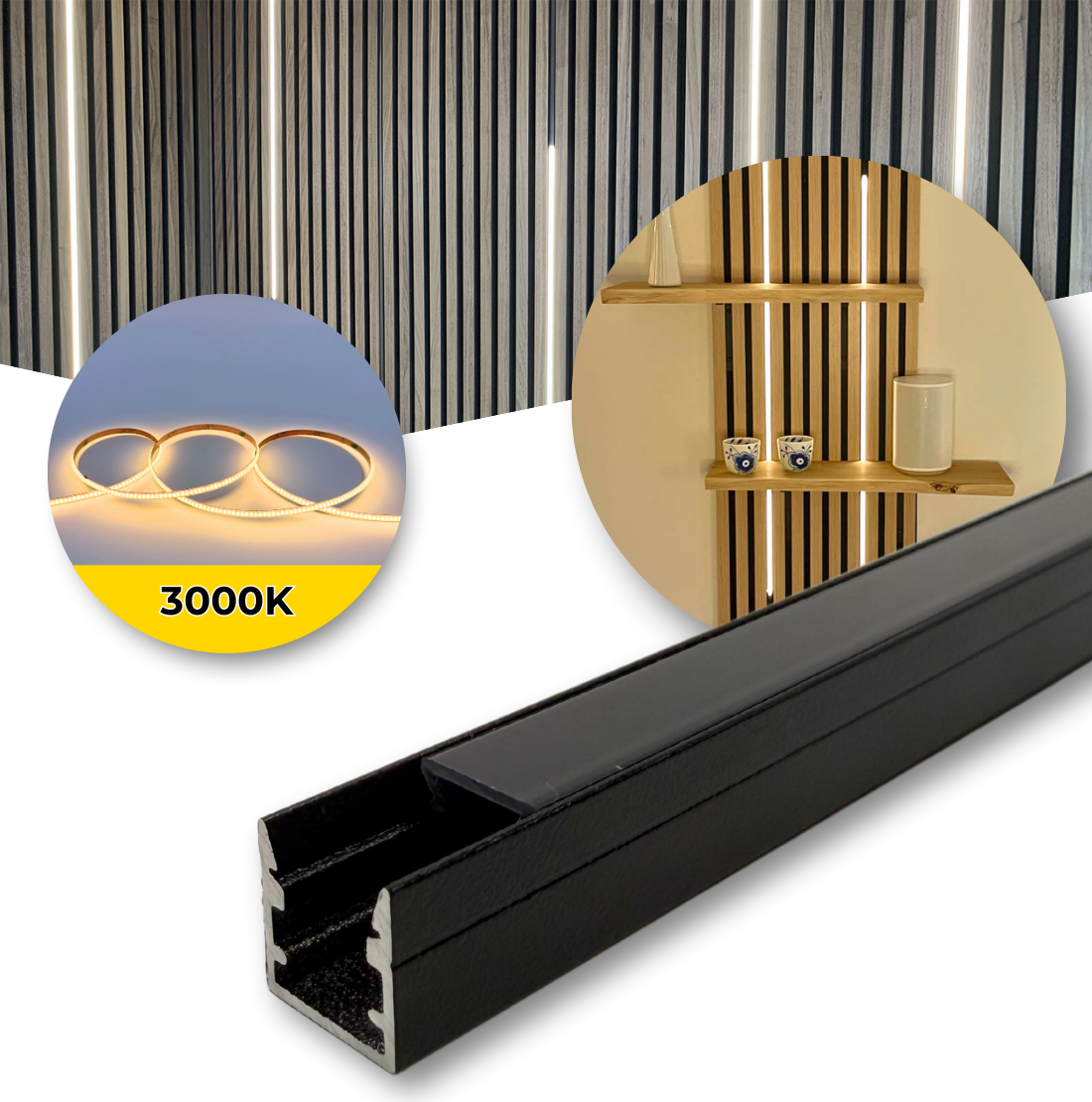 LED für Akustikpaneel | 3000K | 120cm | Inkl. Profil