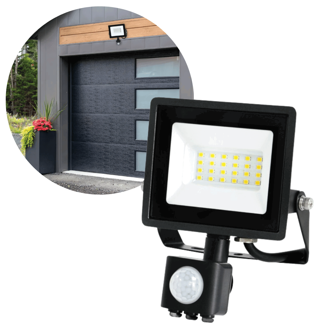 LED Projektør med sensor - 20W - 1620lm - 6500K - IP65