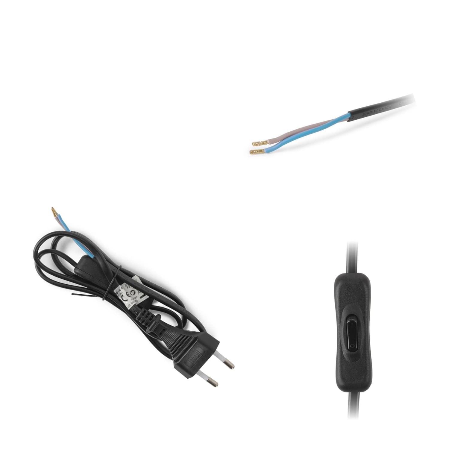 Ledning med Afbryder | 100cm| 230V | 2G0.75 | Sort