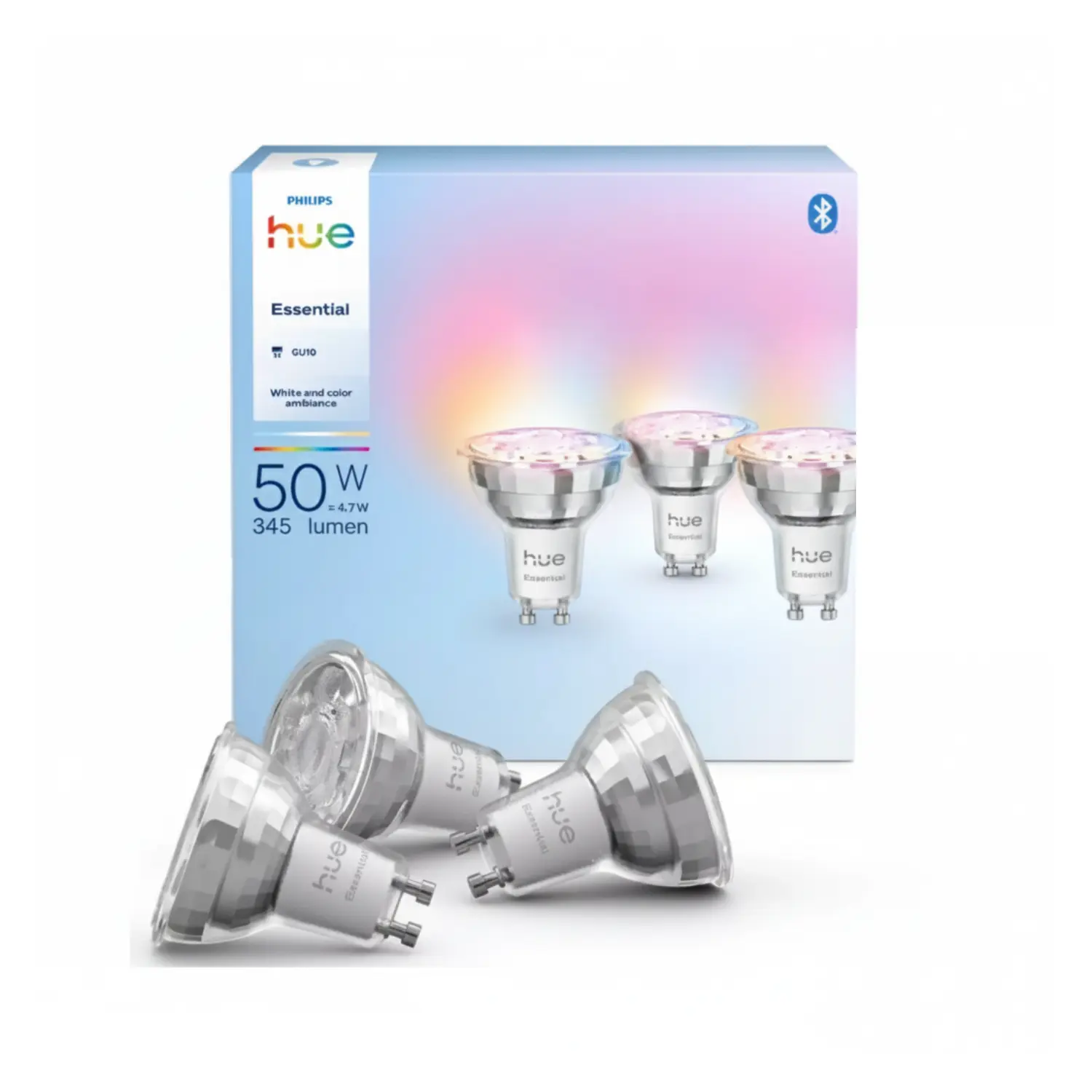 Philips Hue Essential GU10 | 3-Pak | White & Color Ambiance | 345lm | 4.7W