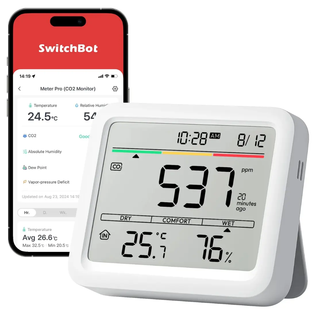 SwitchBot Meter Pro (CO2) | Termometer | Hygrometer | Smart Home | Indendørs