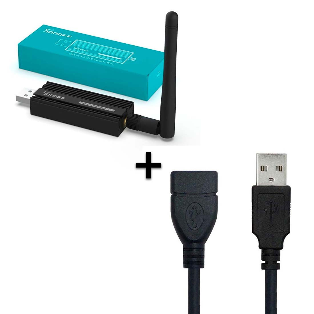 Sonoff Zigbee Dongle + Sonoff USB forlænger kabel - Sonoff USB Dongle - USB 2.0 Forlænger