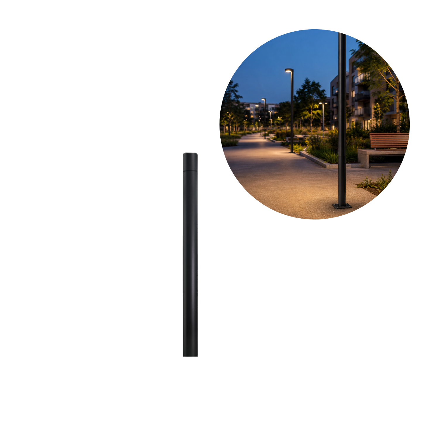 Verlengpaal voor BASE SG | 100 cm | 60 mm | Zwart