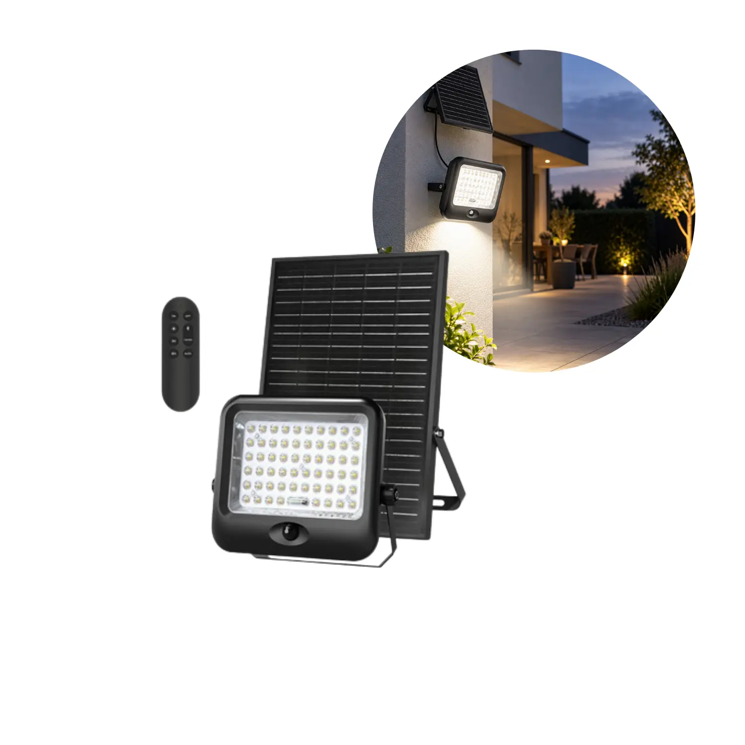 LED Solcelle Projektør | 3CCT | 4600lm | 35W | IP65 | MHCS G2 | Sort