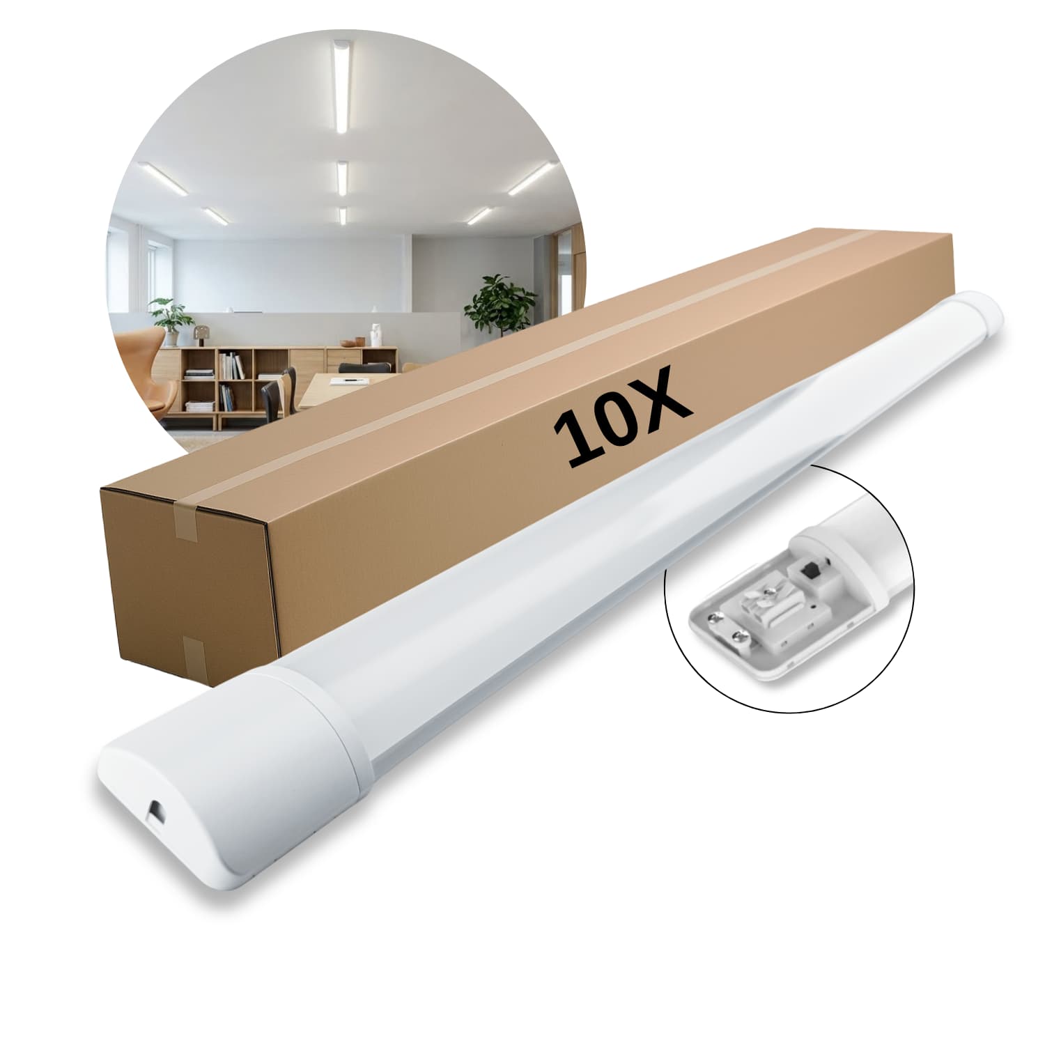150 cm Platt LED Armatur | 10-pack | CCT | 4800lm | 48W | IP20