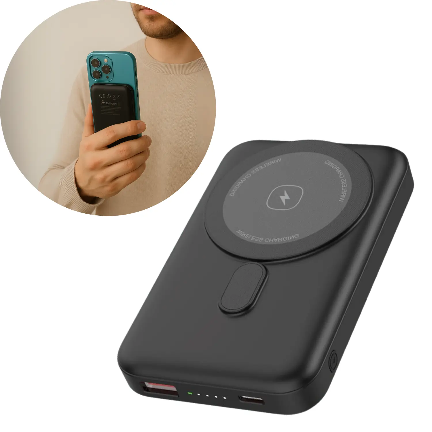 Powerbank 10000mah 15w Magsafe Kompatibel Usb-c & Usb-a Sort
