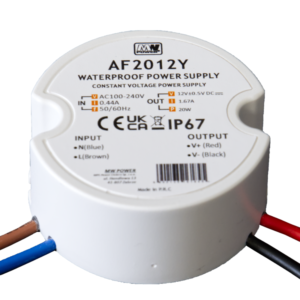 LED Driver 24V | Utomhus transformator | Mini | 0-20W | 0,83A | IP67 (AF2024Y)