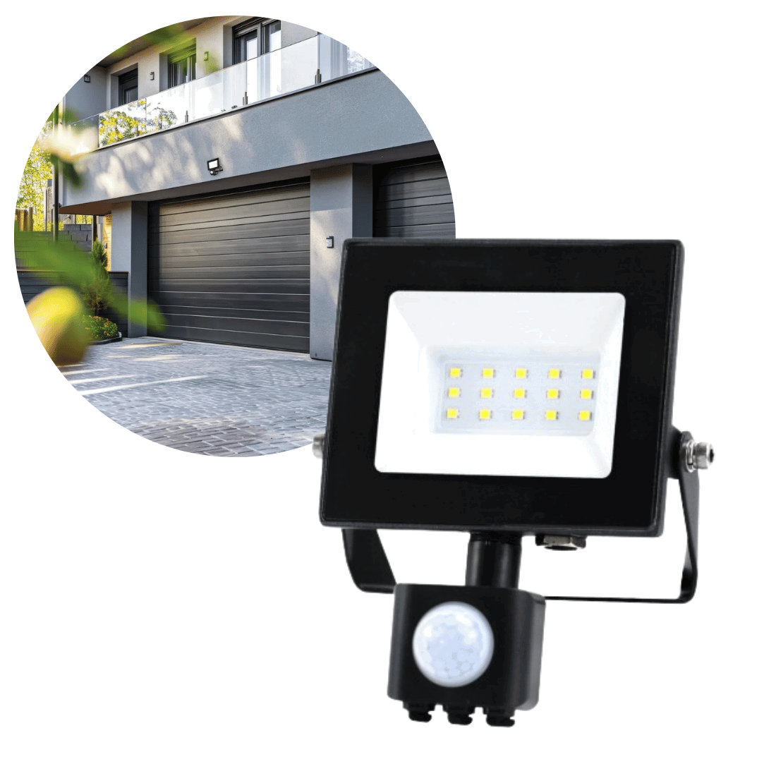 LED Projektør med sensor - 10W - 735LM - 4000K - IP65