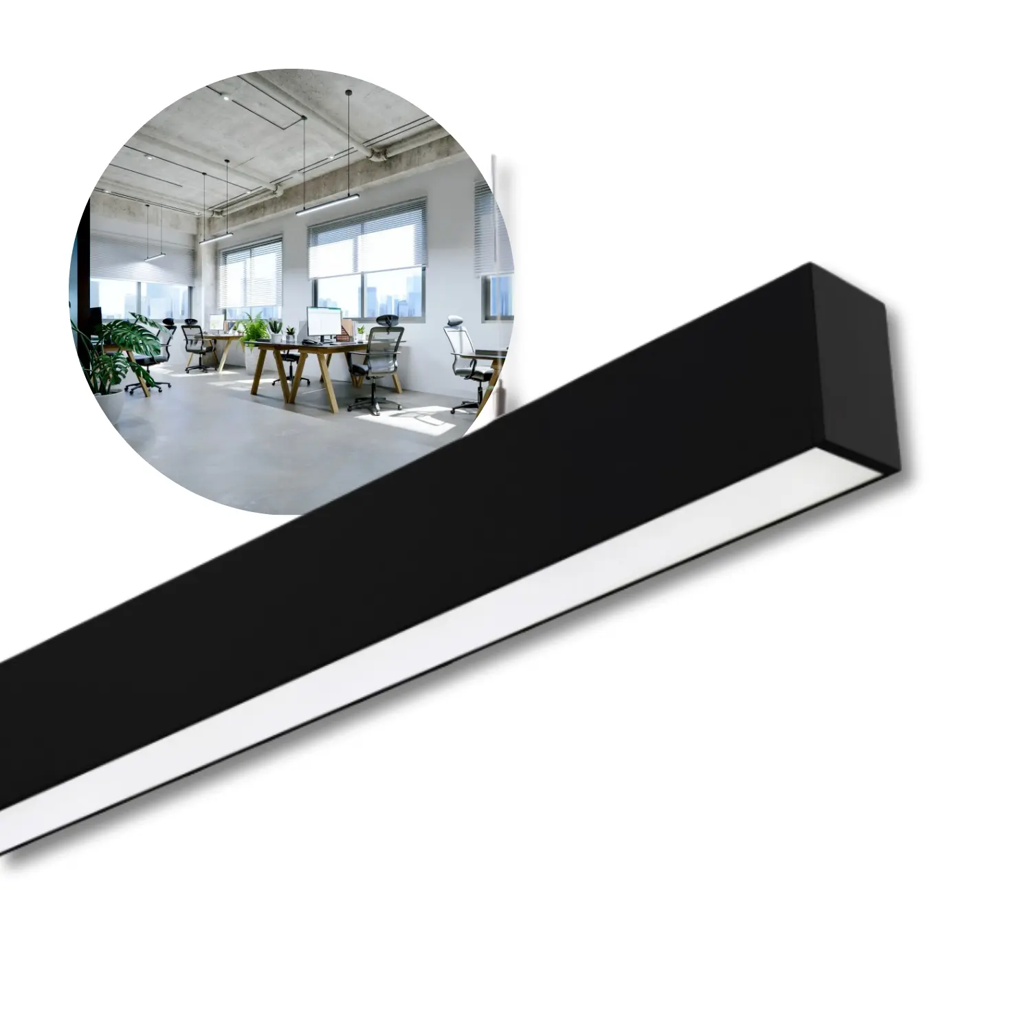 Kantoor Plafondlamp 120cm | CCT | 4800 lm | 40W | KOLINE K2 | Zwart