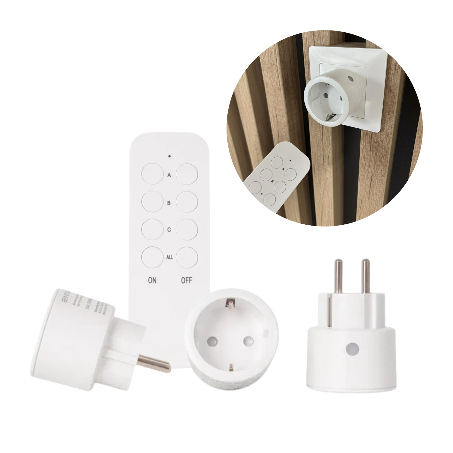 Fjärrstyrda eluttag | 3 st | Med fjärrkontroll