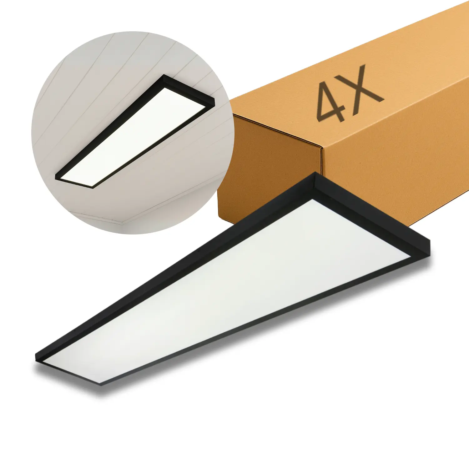 LED panel 30x120 | 4-pack | 4000K | 4000lm | 40W | LITE | Inbyggd ram | Svart