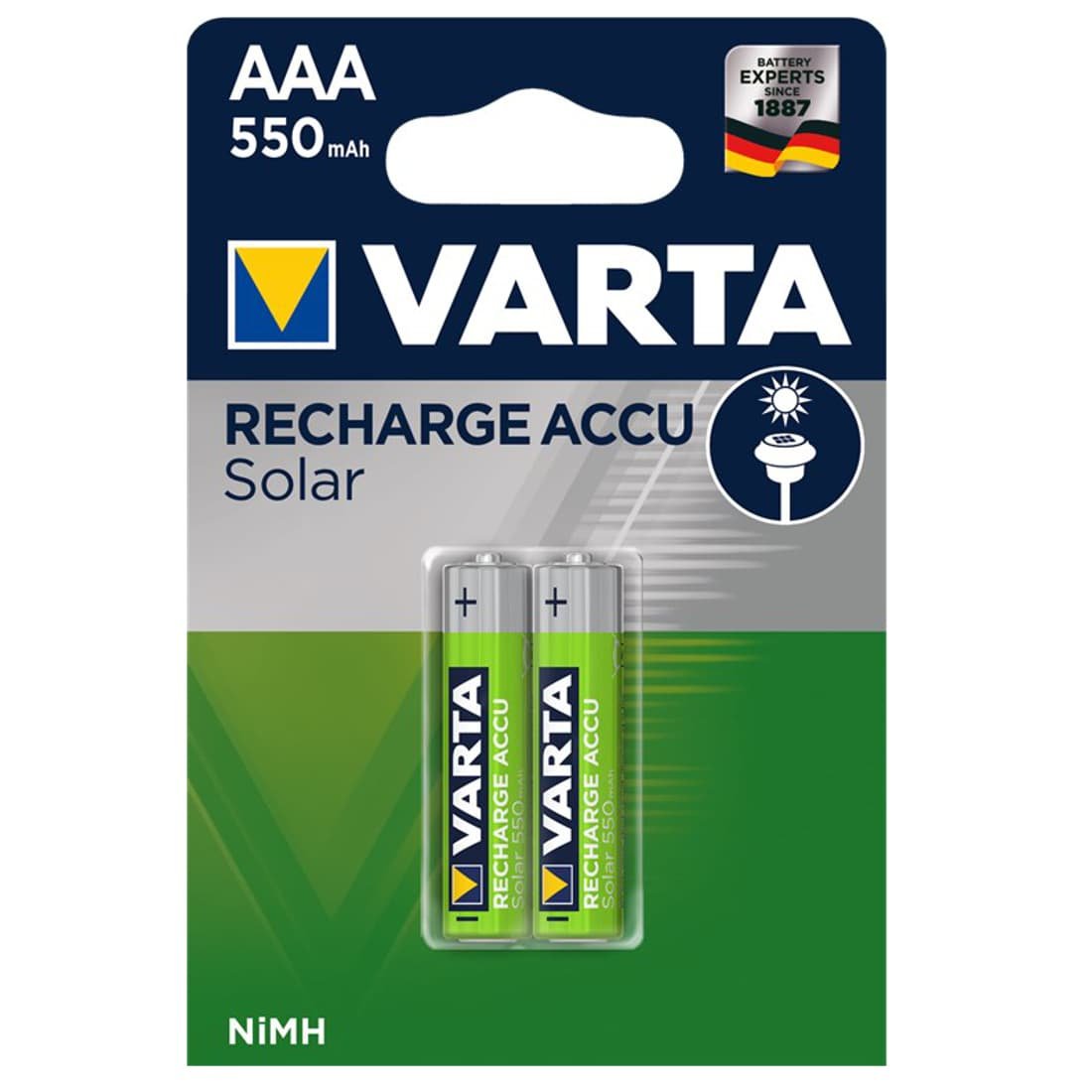 Se Varta Recharge Charge Accu Solar Aaa 550mah 2 Pack - Batteri hos PlusLED.dk