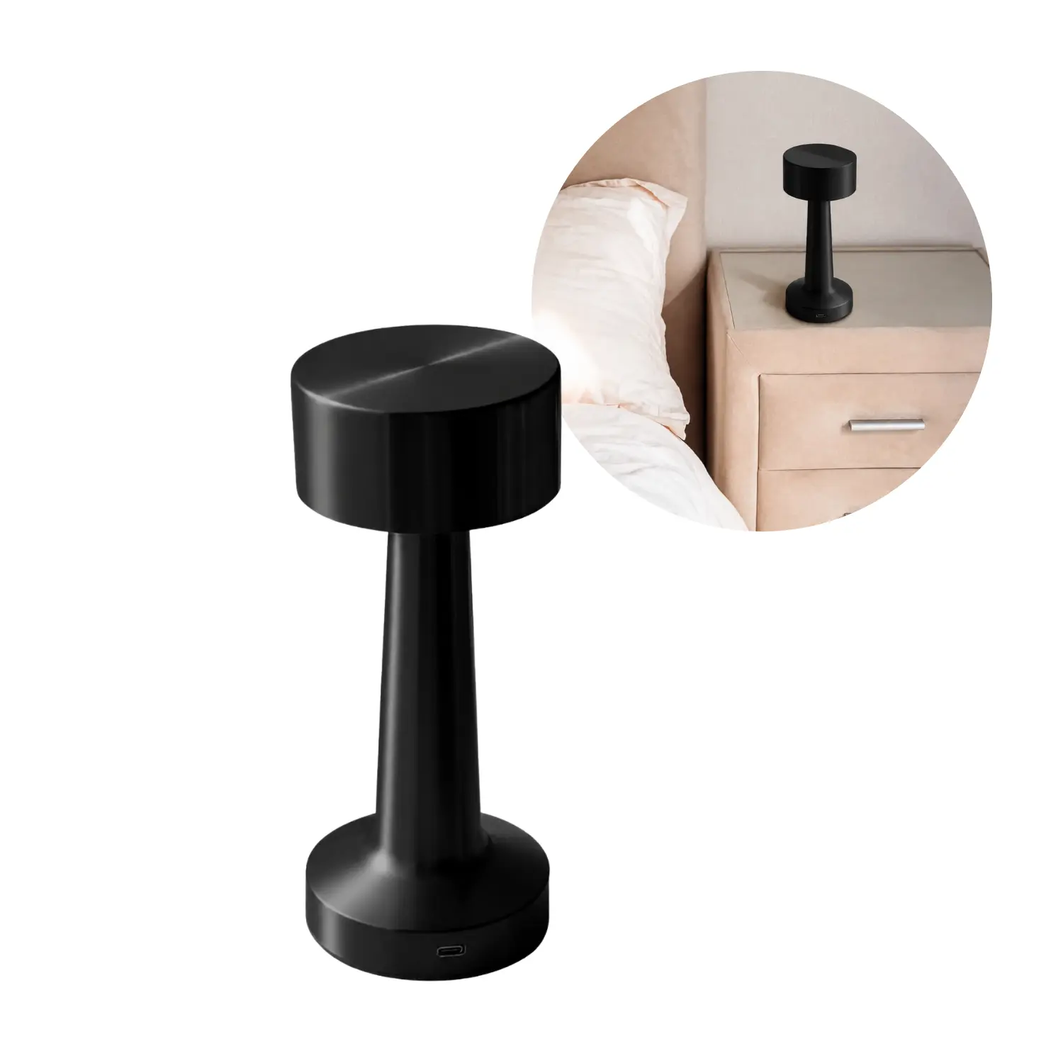Bordslampa med batteri | 2700K–6500K | USB-C | Sanico Goldlux SIMPLY | Svart