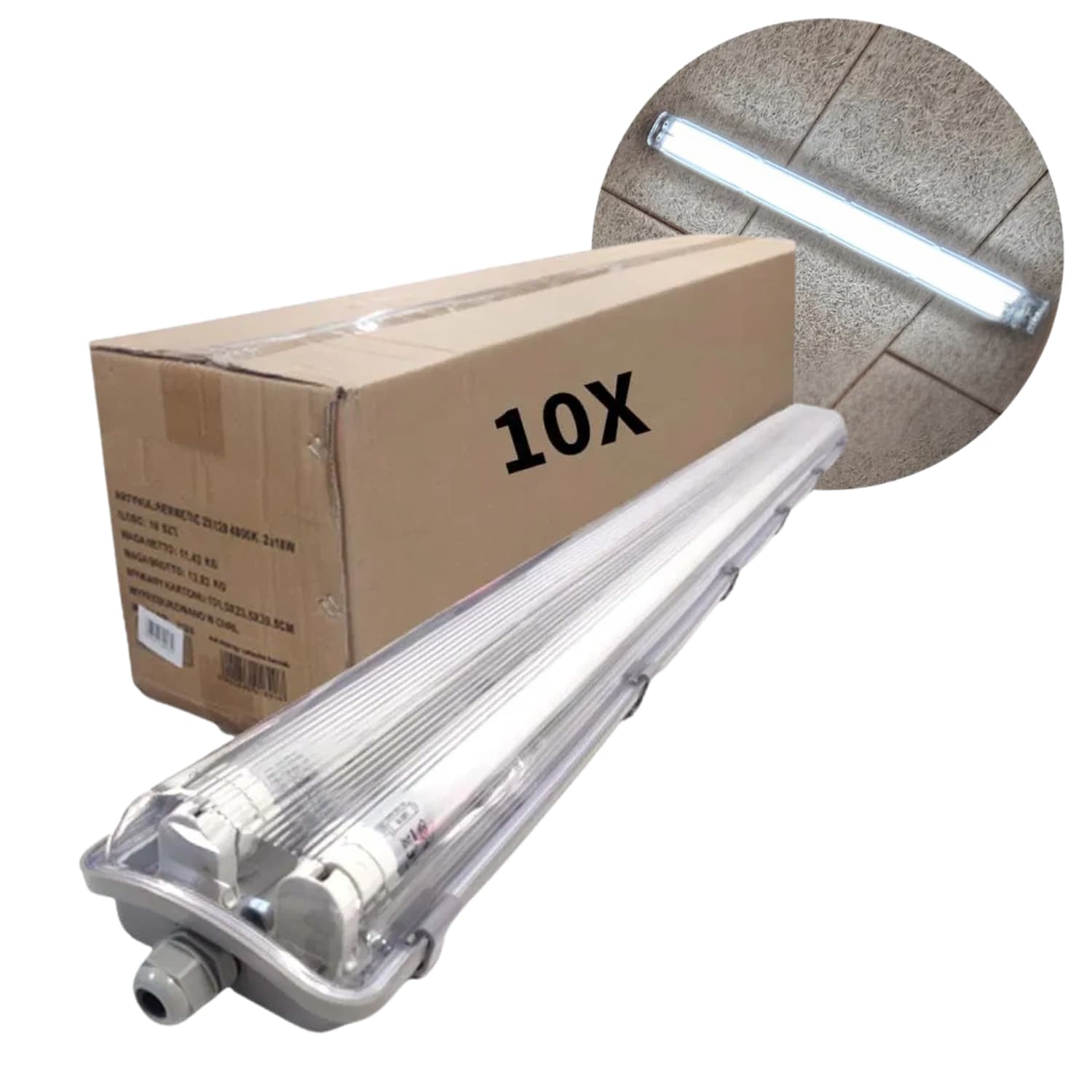 LED Industriarmatur 120cm | 10 stk. Pakke (Sætpris) | 6500K | 2x18W | T8 Rør LED Industriarmatur 120cm | 10 stk. Pakke (Sætpris) | 6500K | 2x18W | T8 Rør
