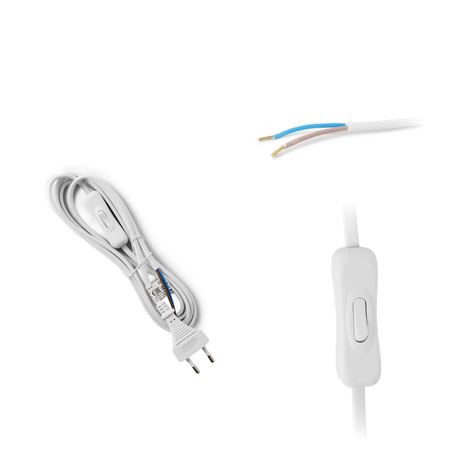 Ledning med Afbryder | 250cm | 230V | 2G0.75 | Hvid