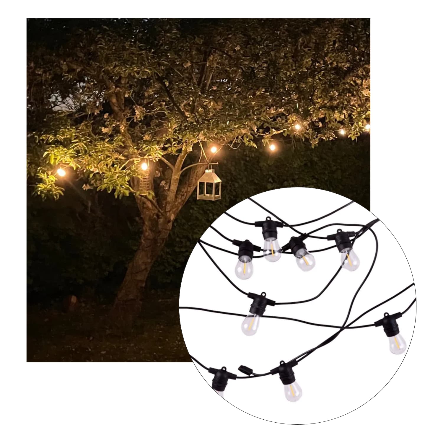 Solcelle Lyskæde - 10m - 2700K - Inkl. LED
