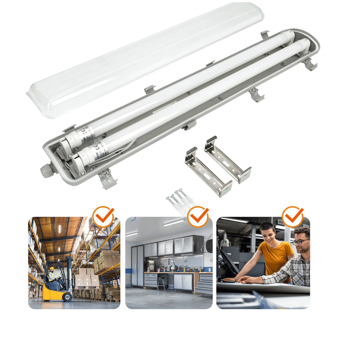 LED Lysstofrørs Armatur | 120cm | T8 rør | Dobbelt LED Rør | DELFIA LED Lysstofrørs Armatur | 120cm | T8 rør | Dobbelt LED Rør | DELFIA