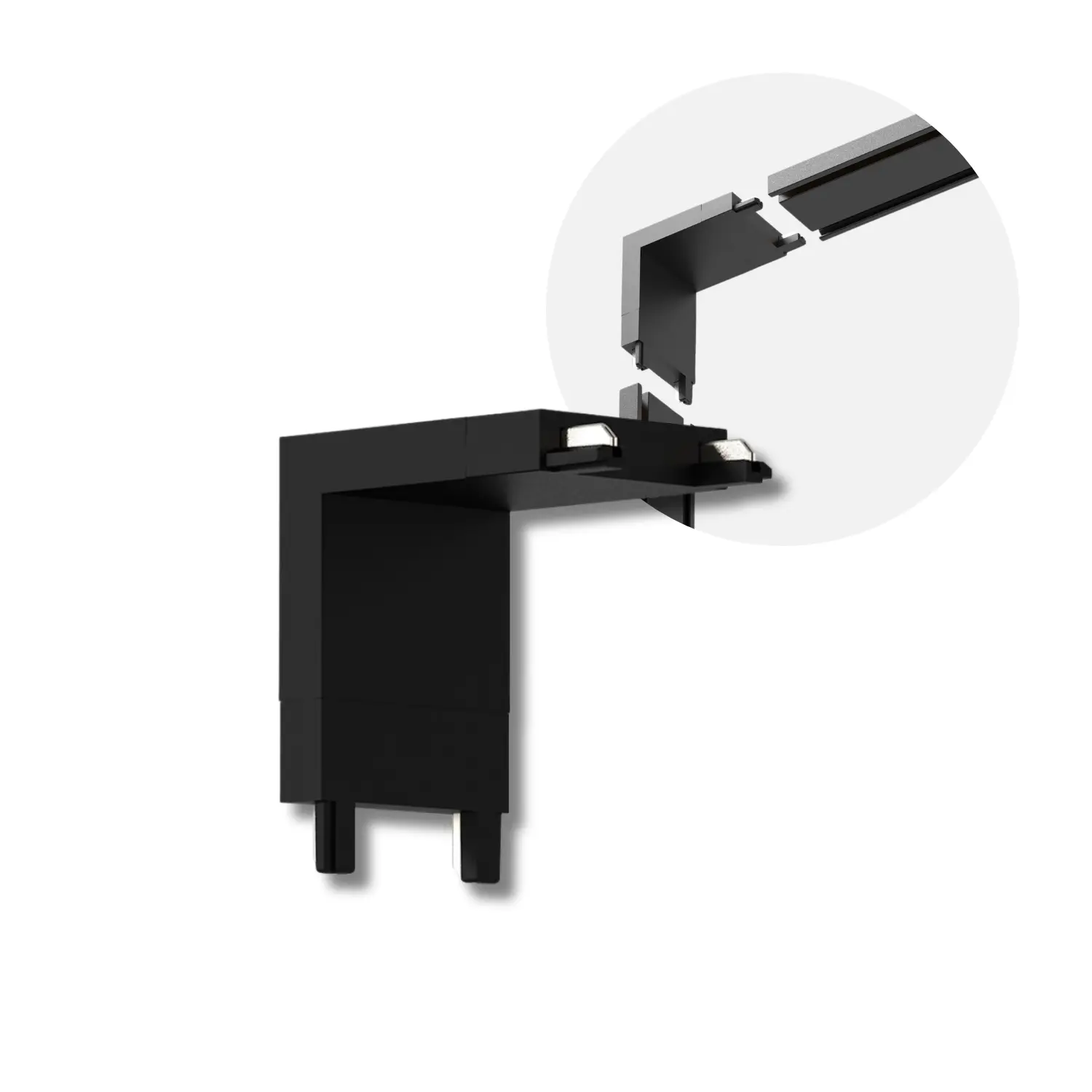 90° Hjørnestykke til SlimTrack Skinnesystem | 24 Volt | Sort