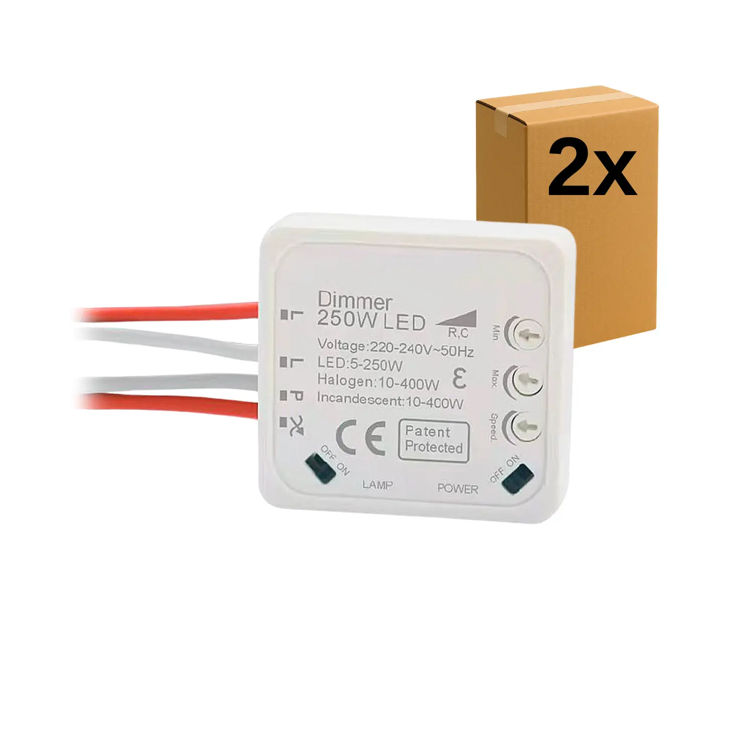LED lysdæmper | 2-Pak | 15-250V | Max 400W | Box Dimmer Switch