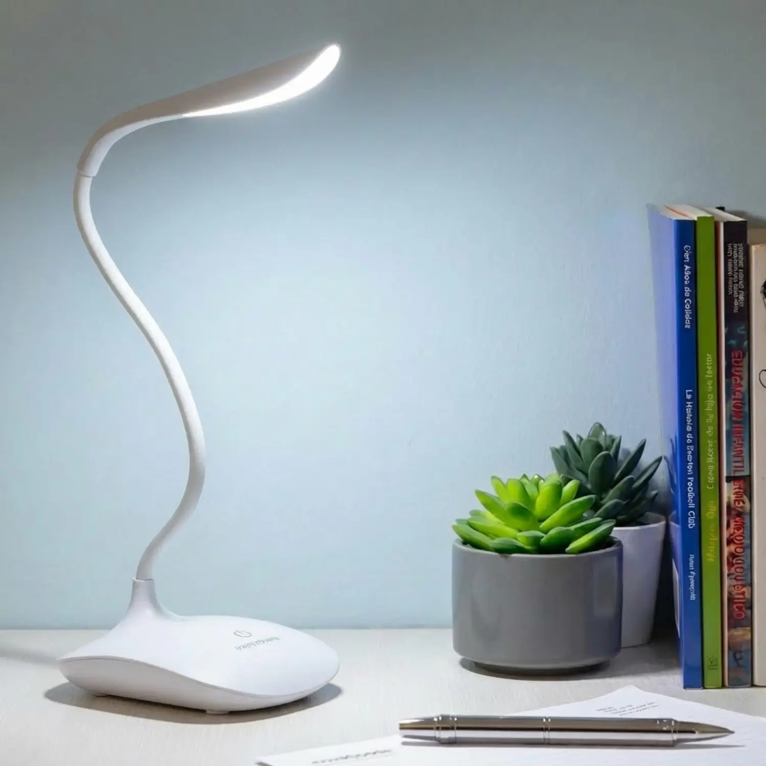  LED Skrivebordslampe | USB Lampe | Batteri Lampe | Dæmpbar | Trådløs | Hvid