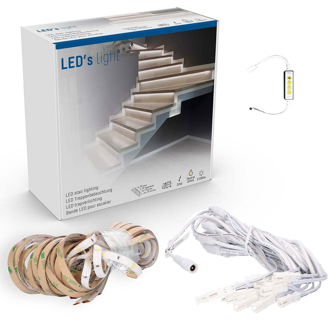 4: LED lys til trappetrin - 22W - 2100 lm - 4000K - IP20 - Dæmpbar - 15 stk. - 80cm