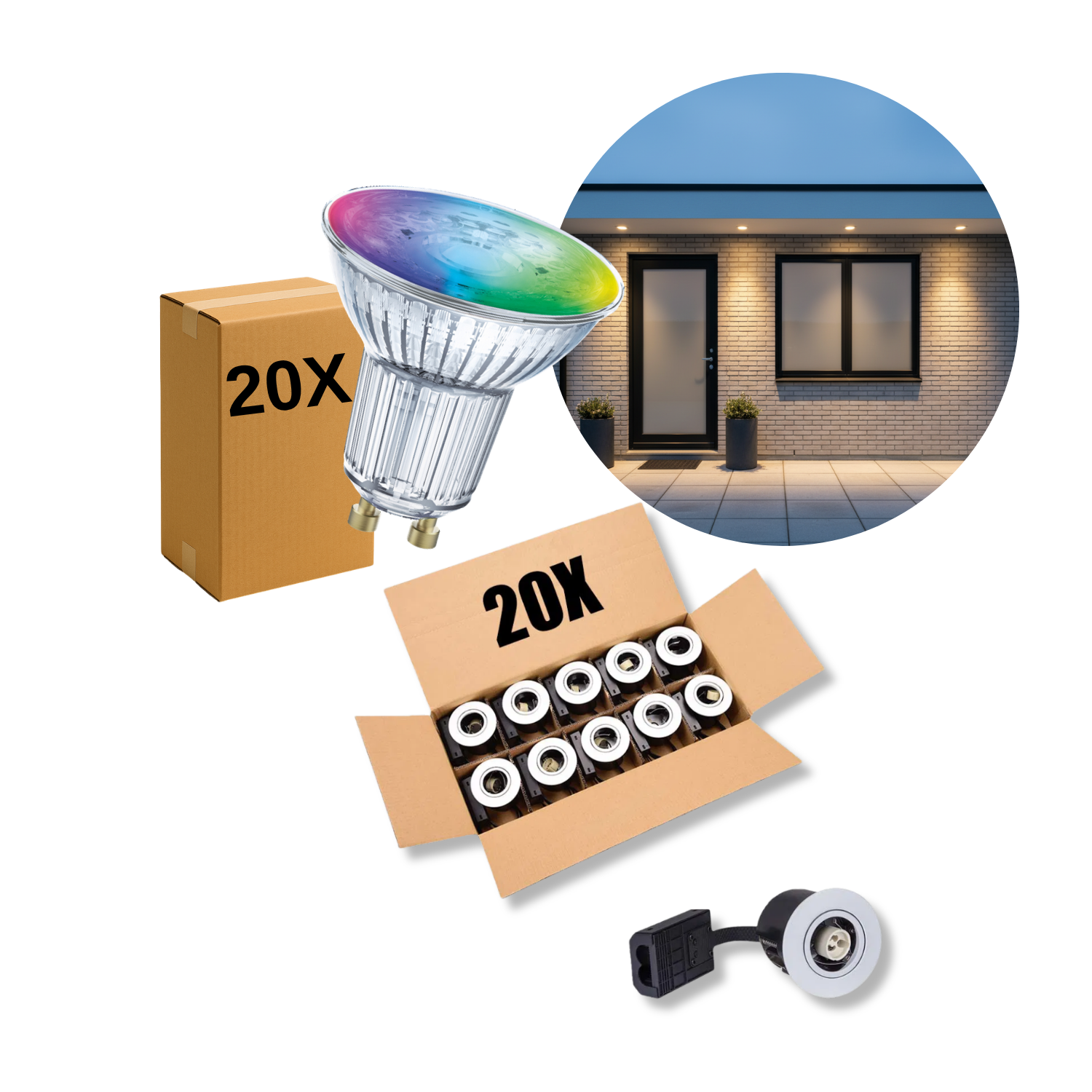 Infälld Spotlight Utomhus | 20-pack | inkl. OSRAM Zigbee GU10 | RGB+CCT | 300lm | 4,9W | VENTA | Mattvit  Kopiér