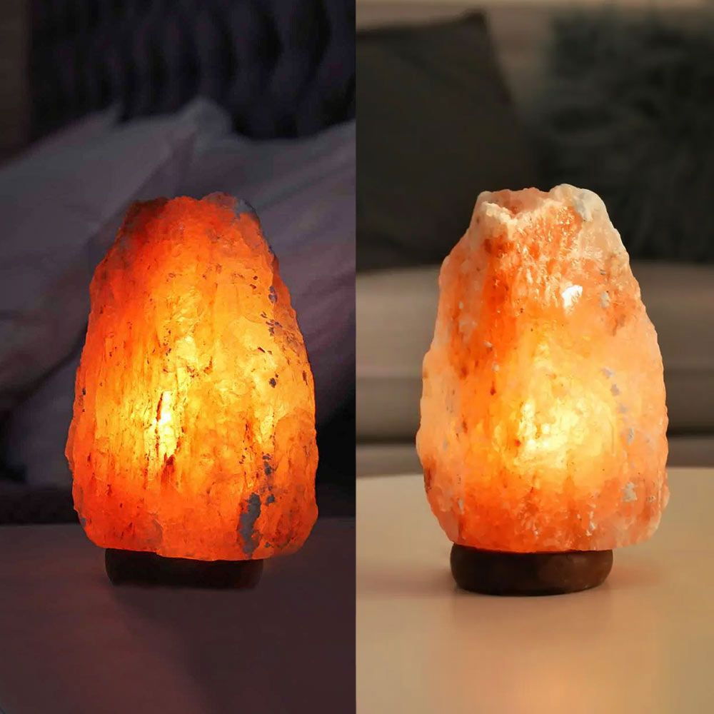Himalaya-Salzlampe Rosa Mit Holzsockel - 10 Helligkeitsstufen, USB, Fernbedienung