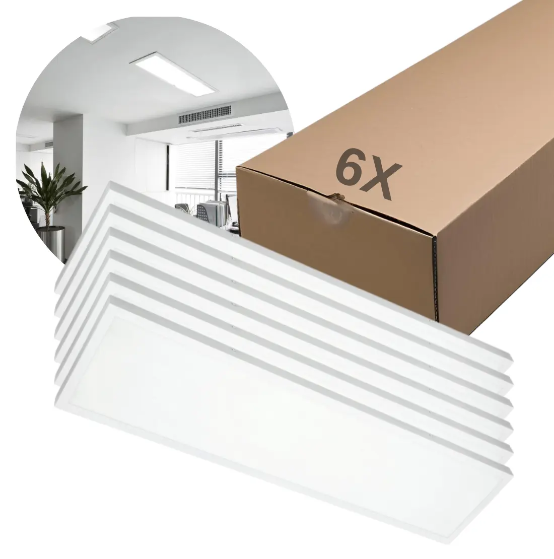 LED Panel 30x120 | 6-pack | 4000K | 3960lm | 36W | BRISBANE | Inbyggd Ram | Vit