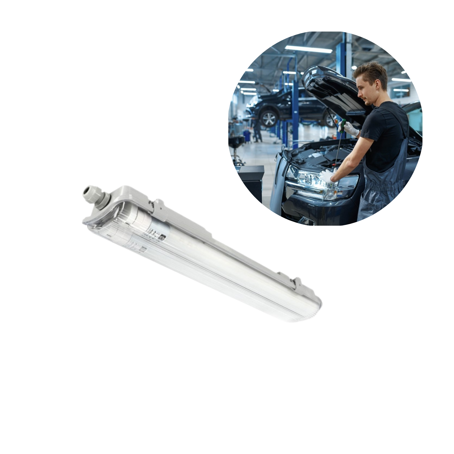 Industriarmatur med LED 60 cm | 2x9 W | 4000 K | T8 | Dubbelarmatur (lysrörsmodell)