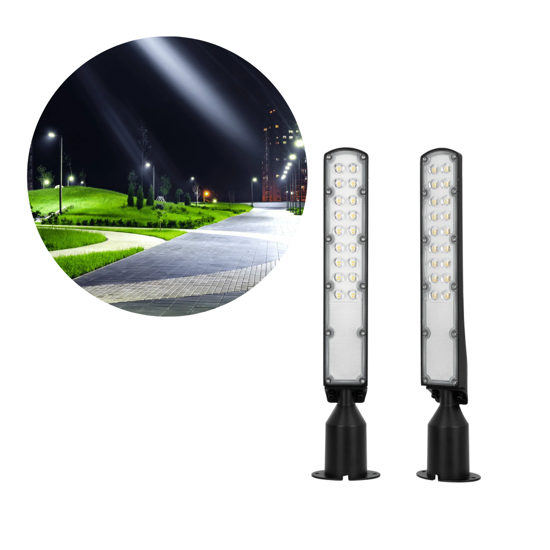 Straßenlampe | 4000K | 10000lm | 100W | IP65 | Dämmerungssensor | CYOTO | Schwarz