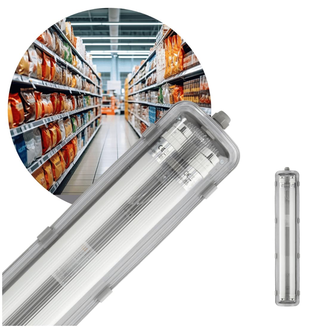 LED Armatur 60cm | Lysstofrør Armatur | 2x9W | 1800lm | 4000K LED Armatur 60cm | Lysstofrør Armatur | 2x9W | 1800lm | 4000K