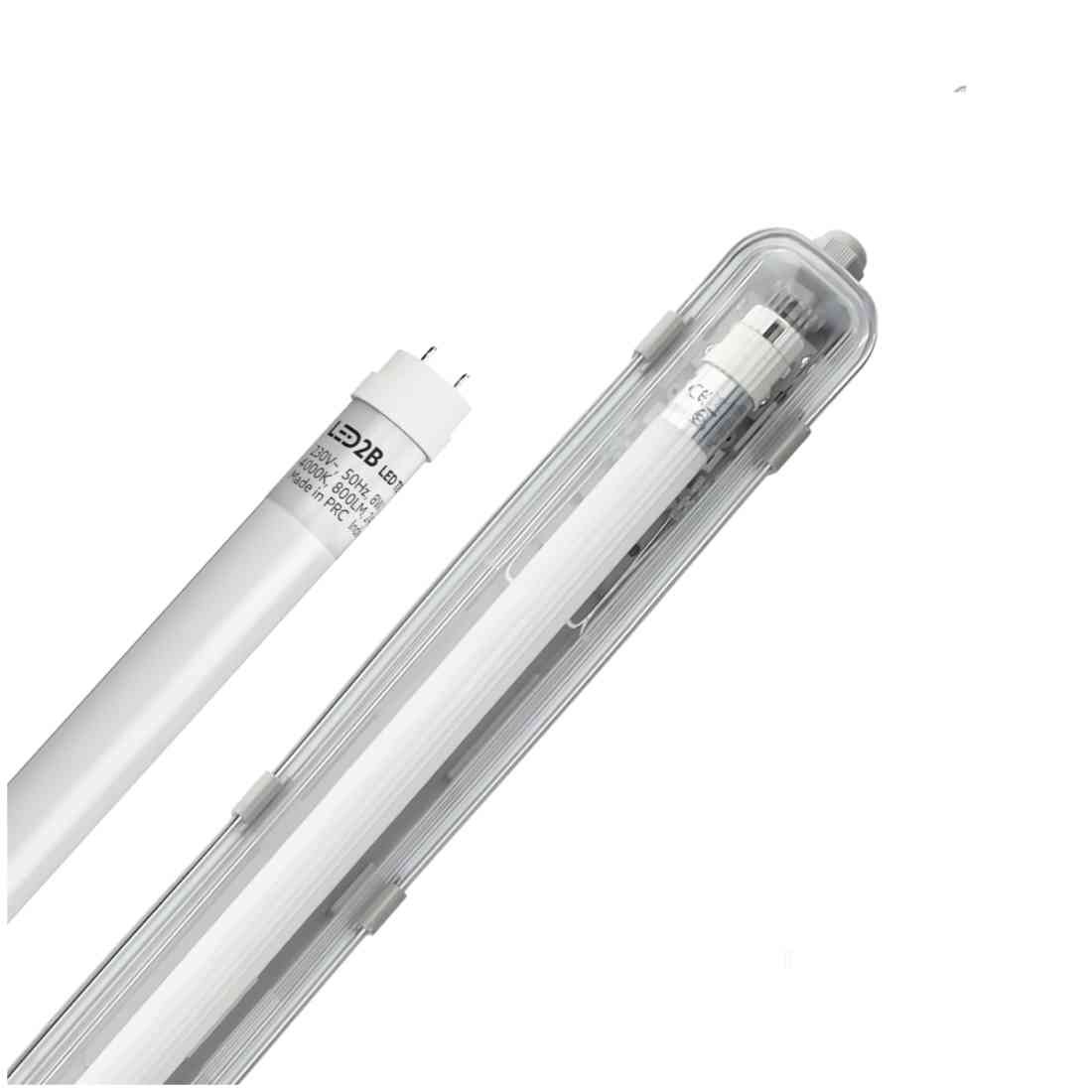 LED industriarmatur med 120 cm LED rör, 18W, 4000K neutralvitt ljus och dammtät kapsling.