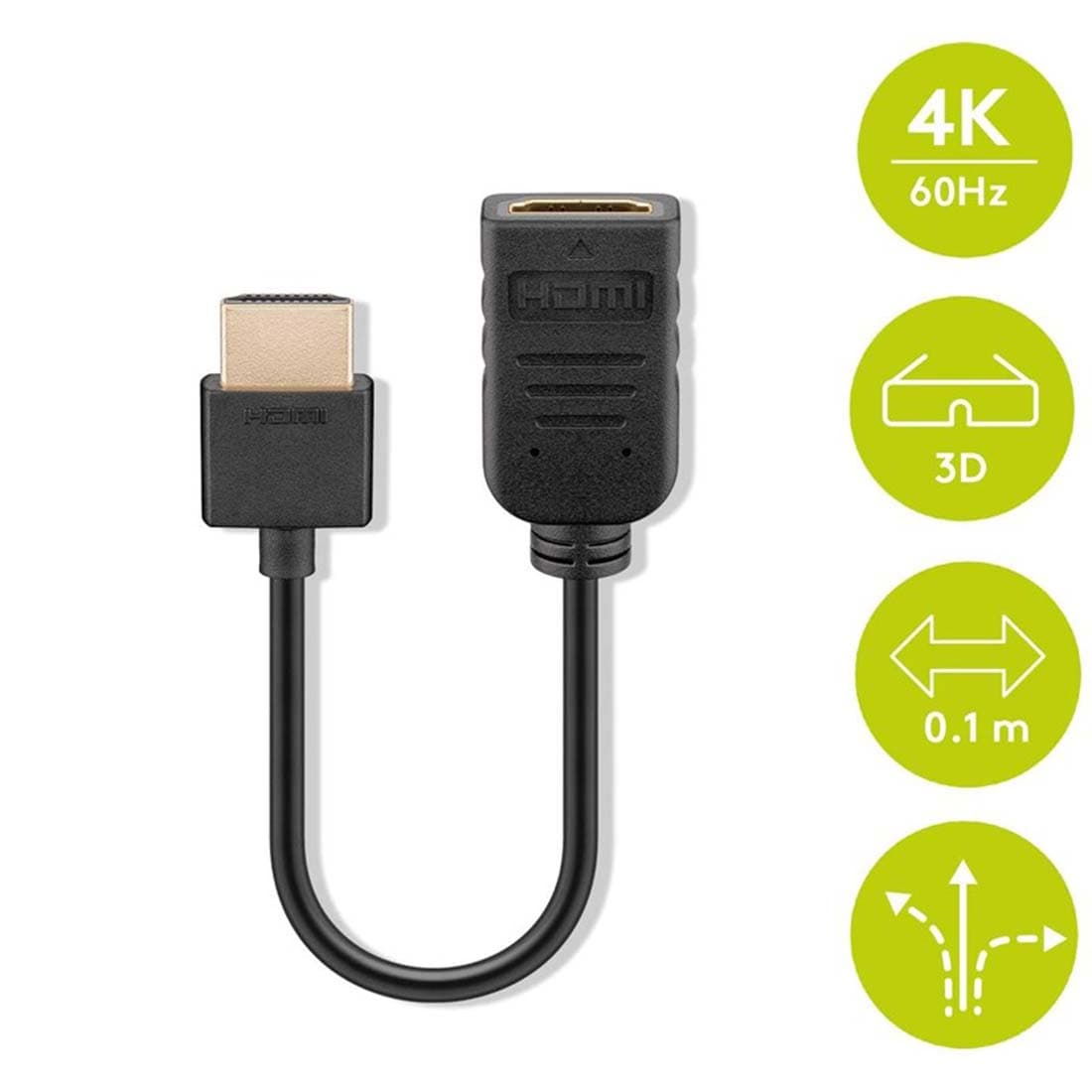 Hdmi Forlænger Adapter Flex Kabel 10cm 4k 60 Hz 3d Hdr 49979
