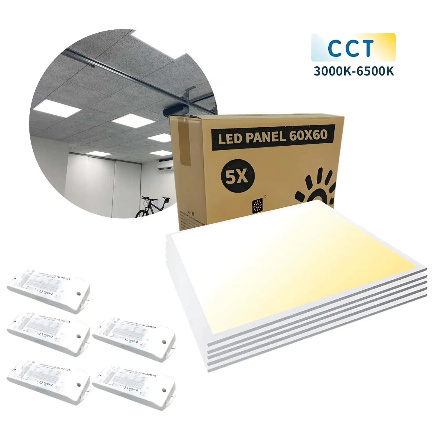 Led Panel 60x60 5-pak Cct 3200lm 32w Smart Zigbee Hvid