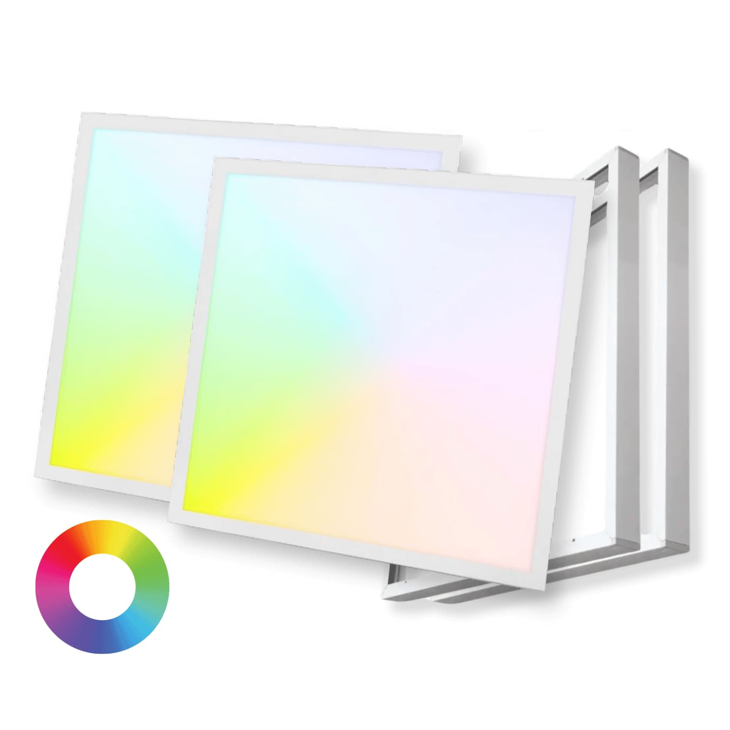 LED Paneel 60x60 | 2-pack | RGB+CCT | 2500lm | 36W | TrueColor | Incl. frame voor opbouw | Wit