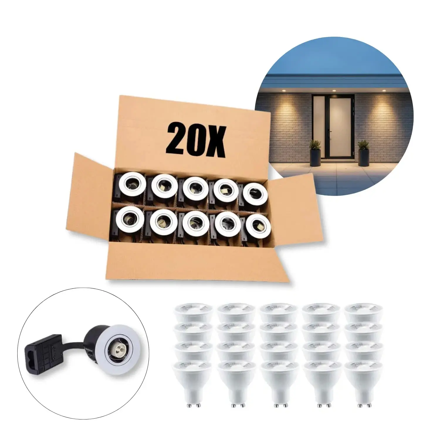  Infälld Utomhus Spotlight | Matt Vit | Inkl. GU10 LED Lampa  | 230V | VENTA | 20 St. paket