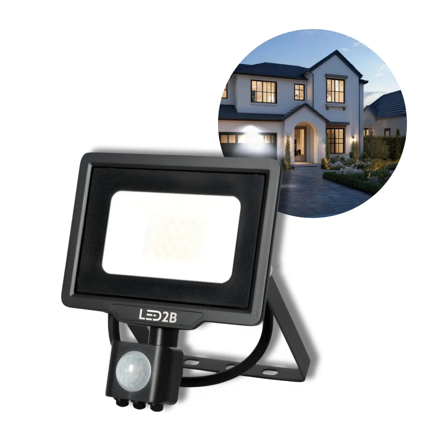 LED Strålkastare med Sensor | 4000K | 1600lm | 20W | IP65 | LED2B MHC | Svart