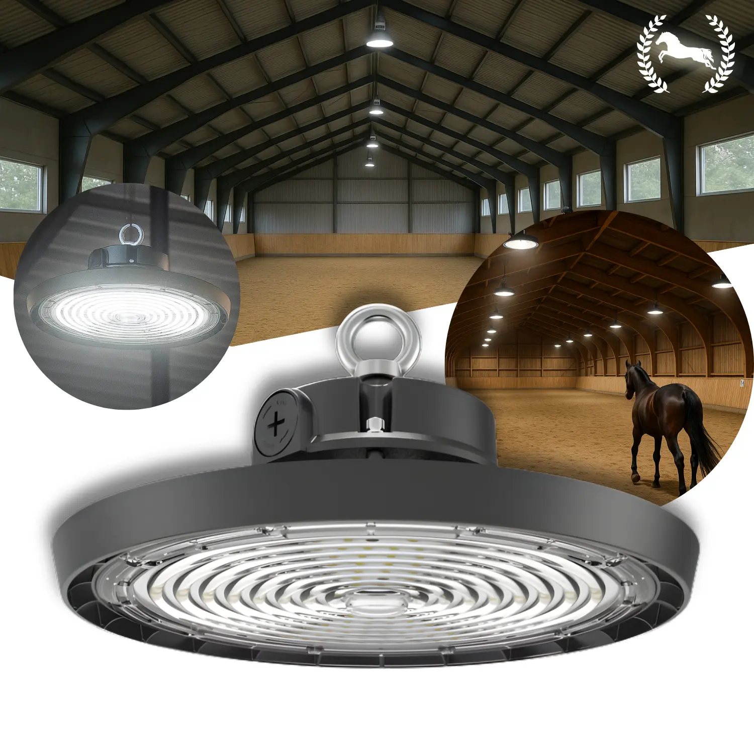 Lys til Ridehal | High Bay | 3CCT | 28000lm | 120/160/200W | SERON | Sort
